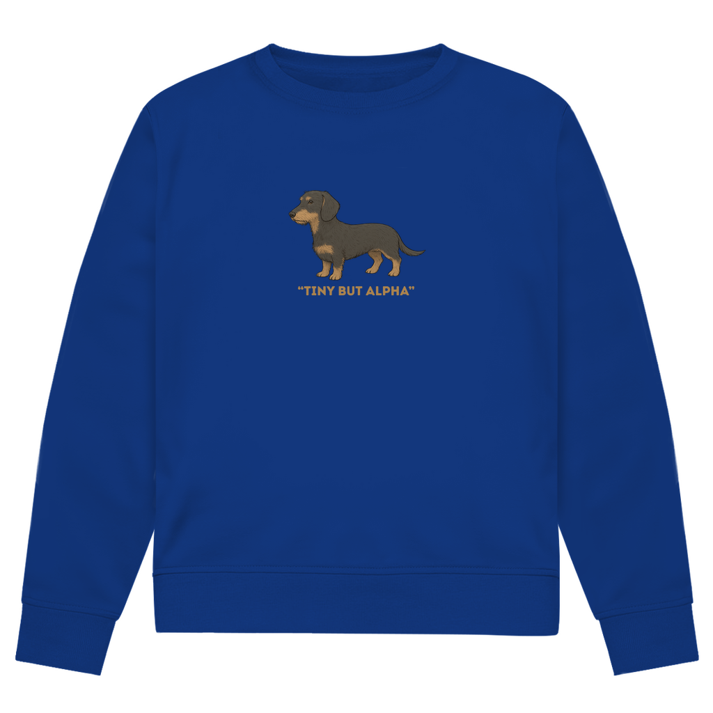 Herren Premium Bio Sweatshirt mit Rauhaar Dackel "Tiny But Alpha"