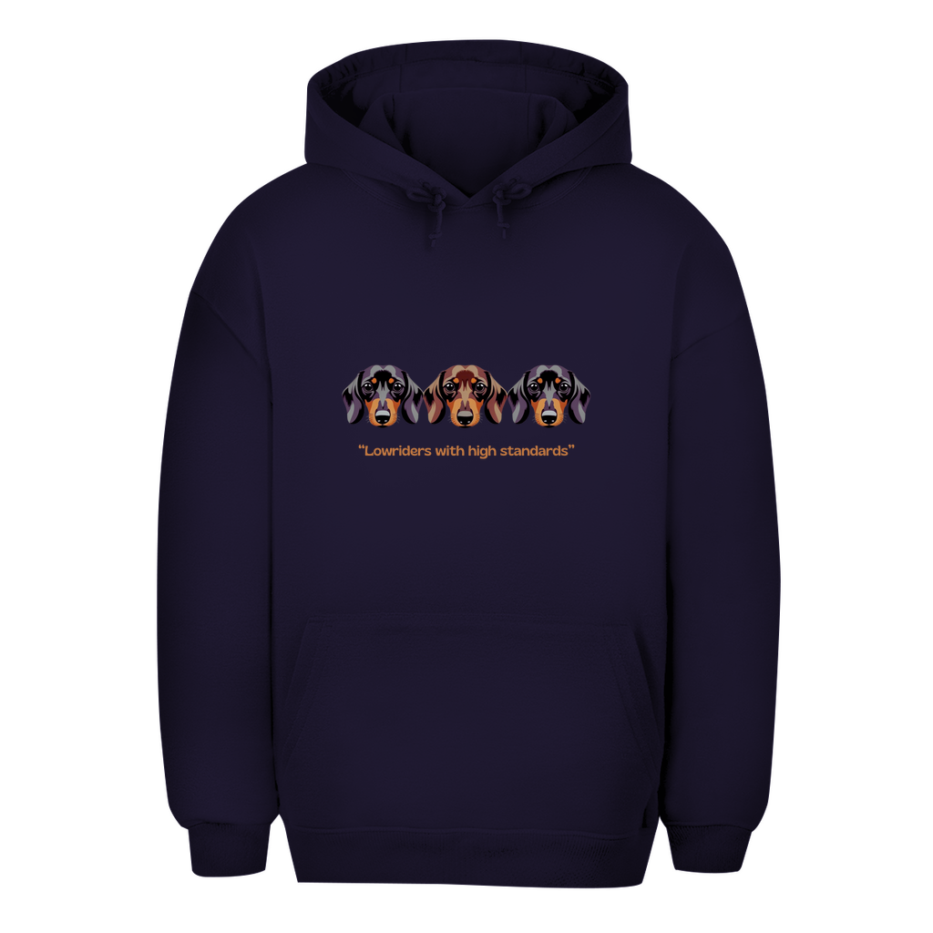 Unisex Oversize Hoodie mit Lustigem Dackel Motiv Lowriders with high Standards