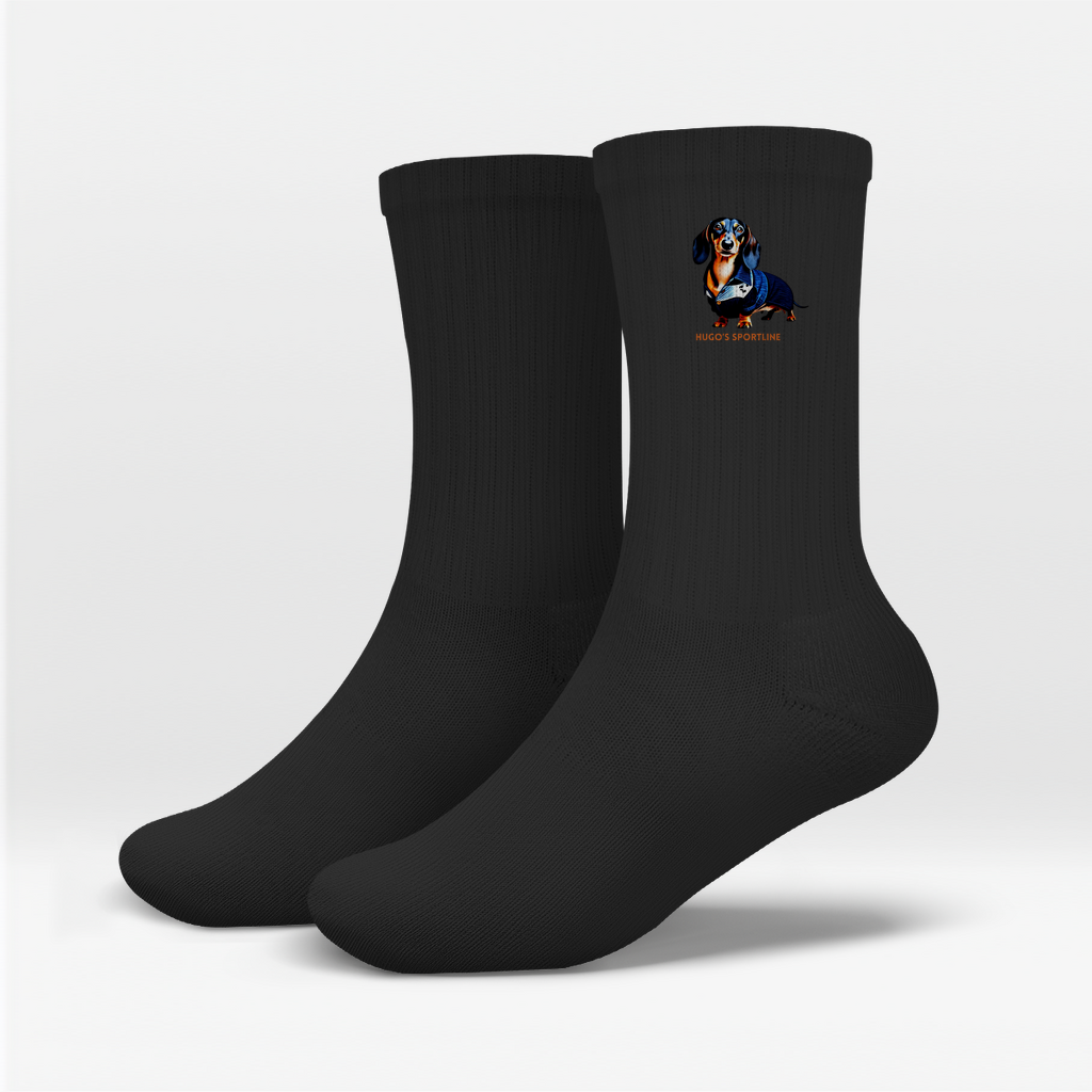 Crew Socken Unisex mit Denim Dackel "Hugo's Sportline"