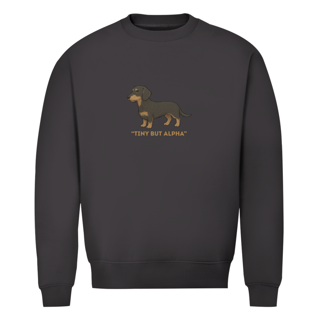 Herren Premium Bio Sweatshirt mit Rauhaar Dackel "Tiny But Alpha"