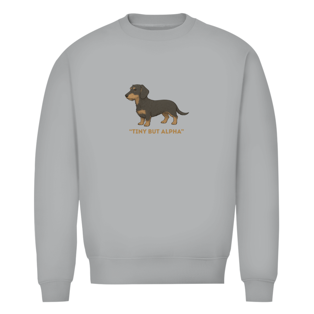 Herren Premium Bio Sweatshirt mit Rauhaar Dackel "Tiny But Alpha"