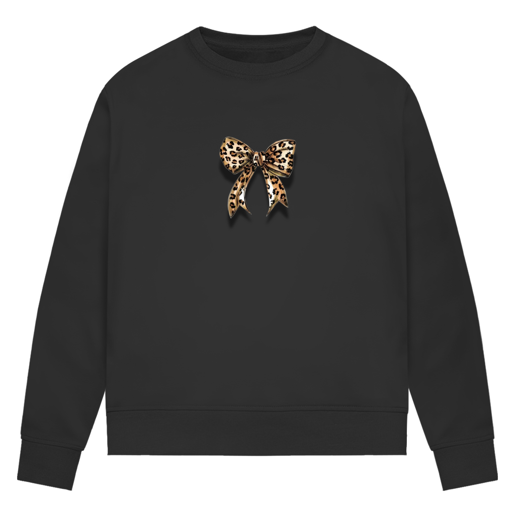 Damen Sweatshirt mit trendy Leopard Design Schleife