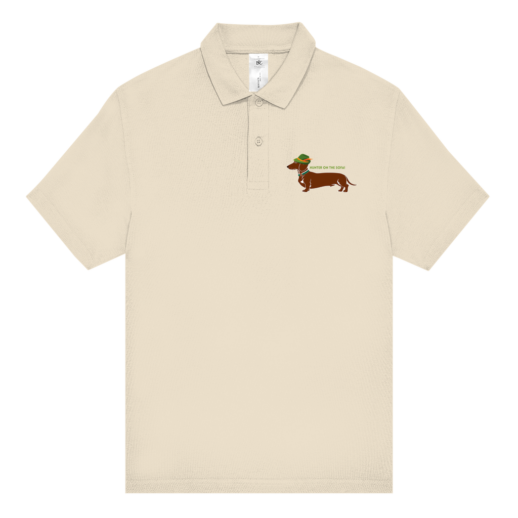 Männer Poloshirt mit lustigem Hunter Dackel Print Motiv