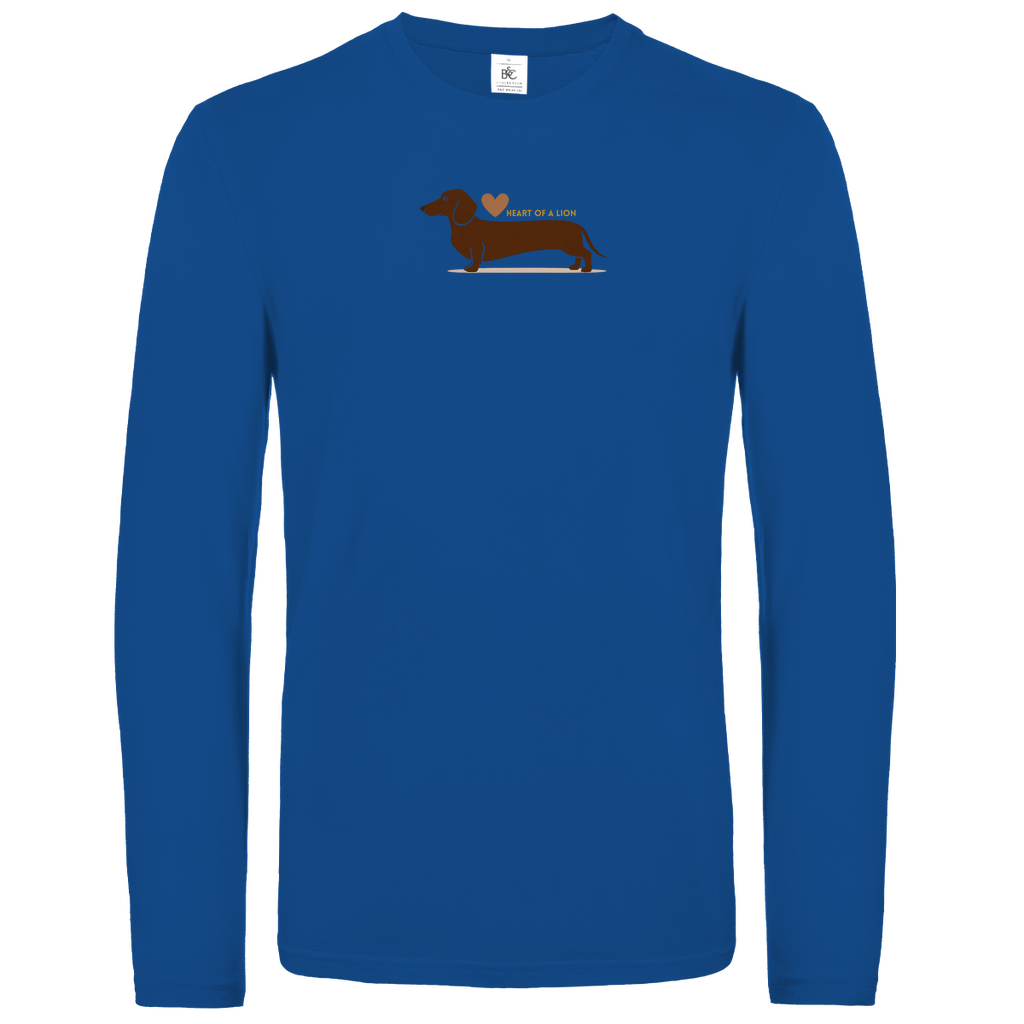 Unisex long-sleeved shirt dachshund with quote "Heart of a lion"
