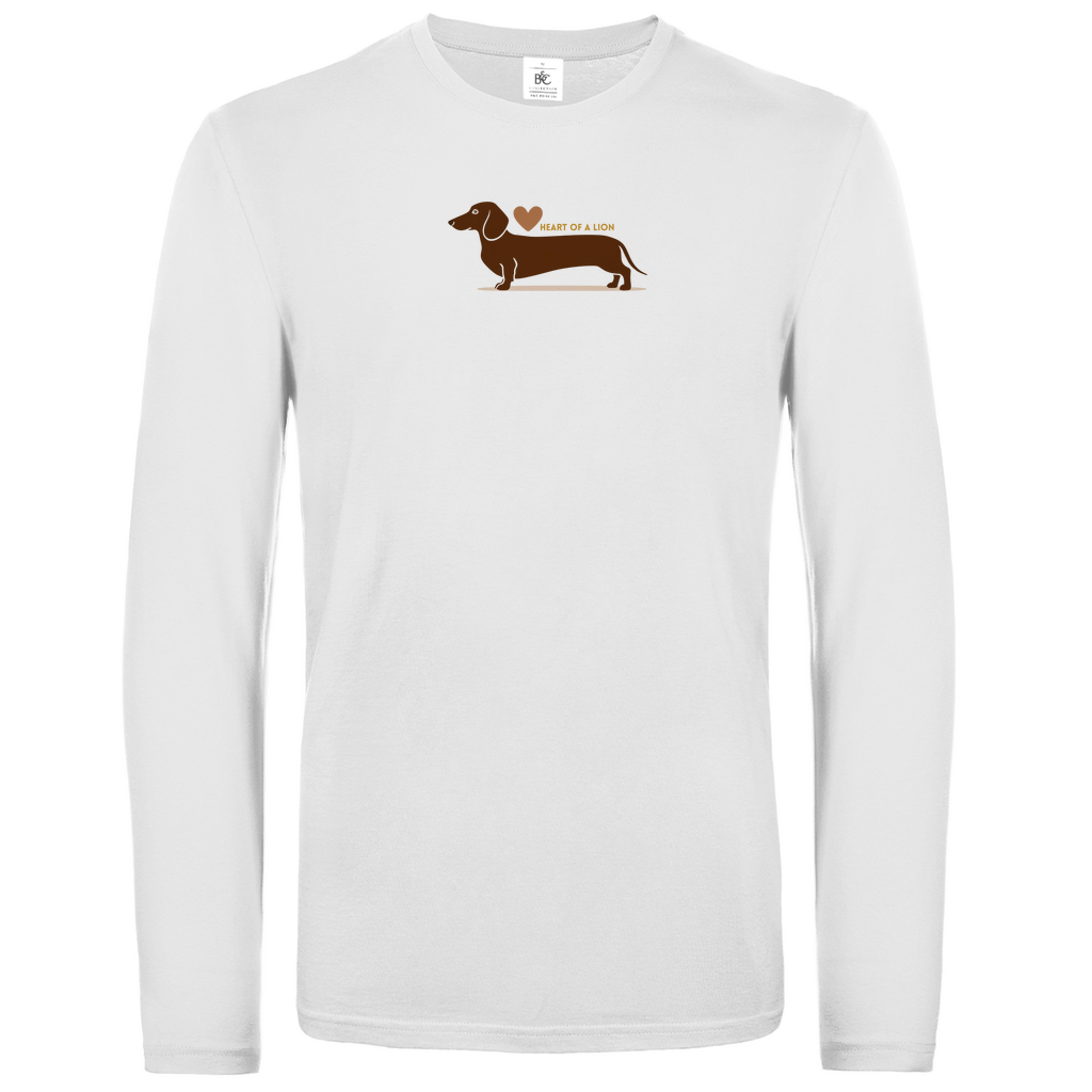 Unisex long-sleeved shirt dachshund with quote "Heart of a lion"
