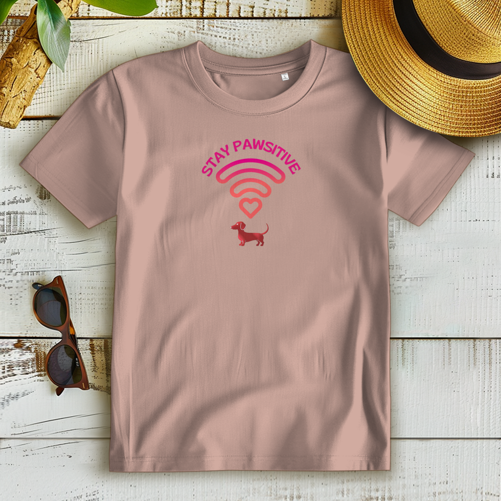 Dackel Bio T-Shirt mit lustigem Print - Stay Pawsitive mit Dackel Vibes
