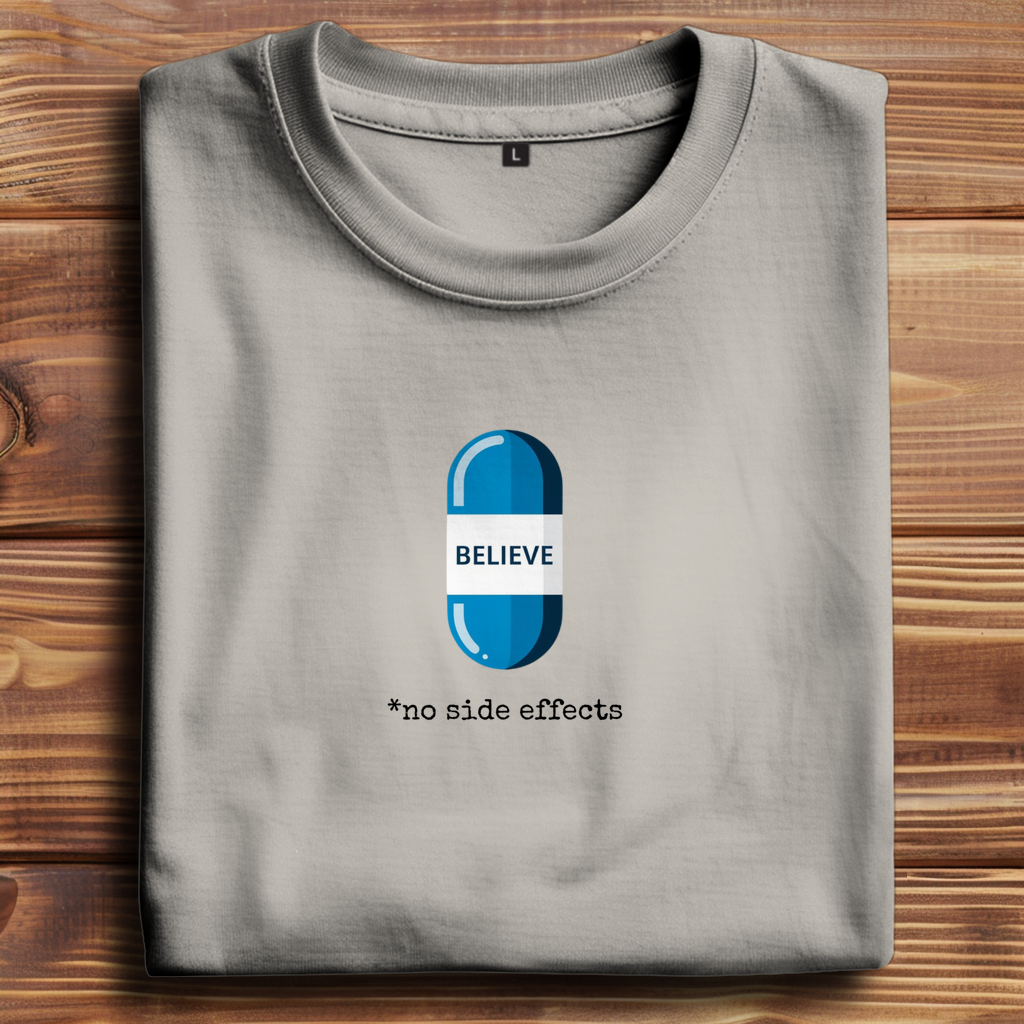 Männer Oversize T-Shirt mit Statement Print "Believe Pill"