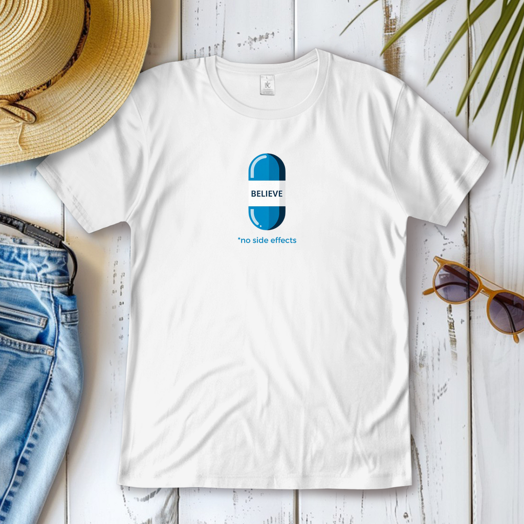 Rundhals Shirt mit Motivations Zitat BELIEVE für Frauen