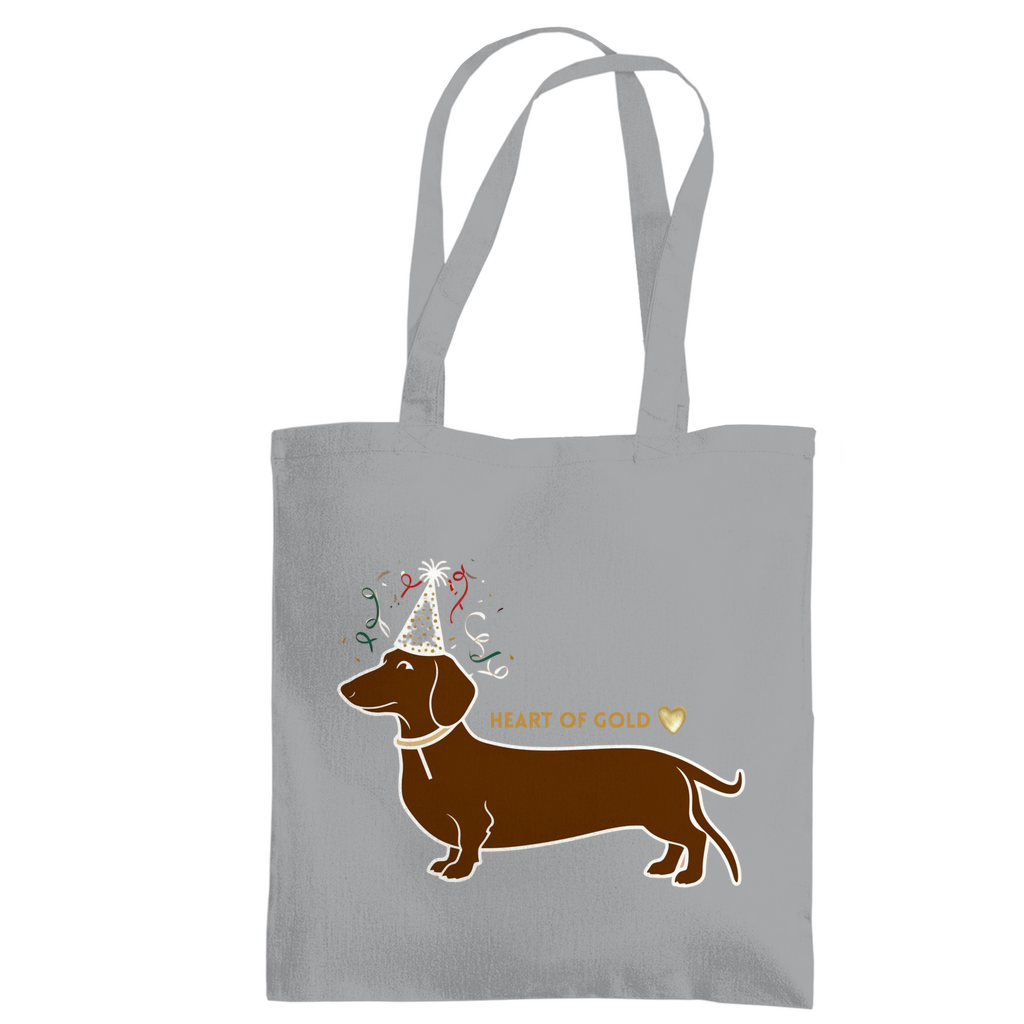 Tote Bag mit HEART OF GOLD DACKEL Print Motiv