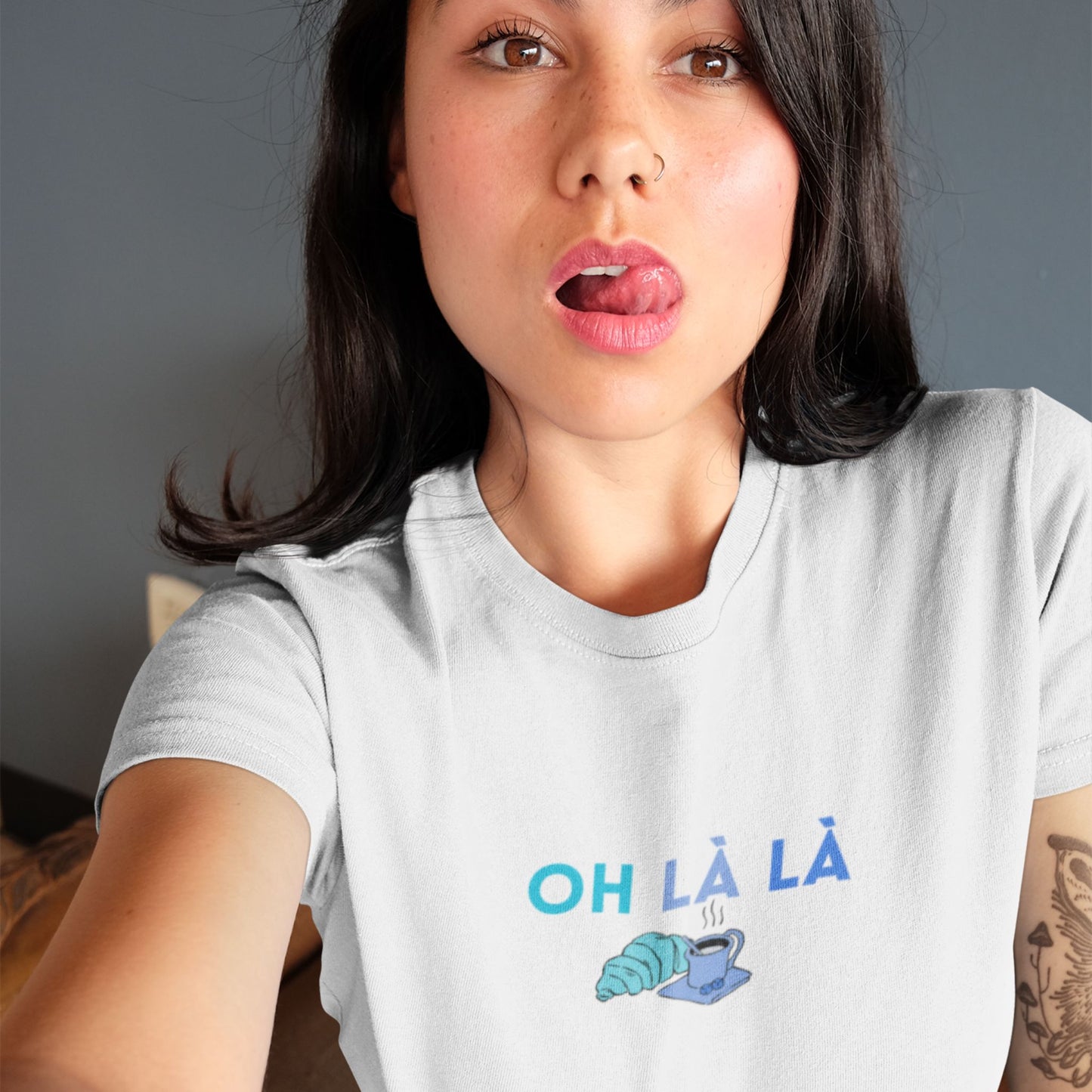 Camiseta de mujer con cita divertida "Oh La la", encantadora y moderna.