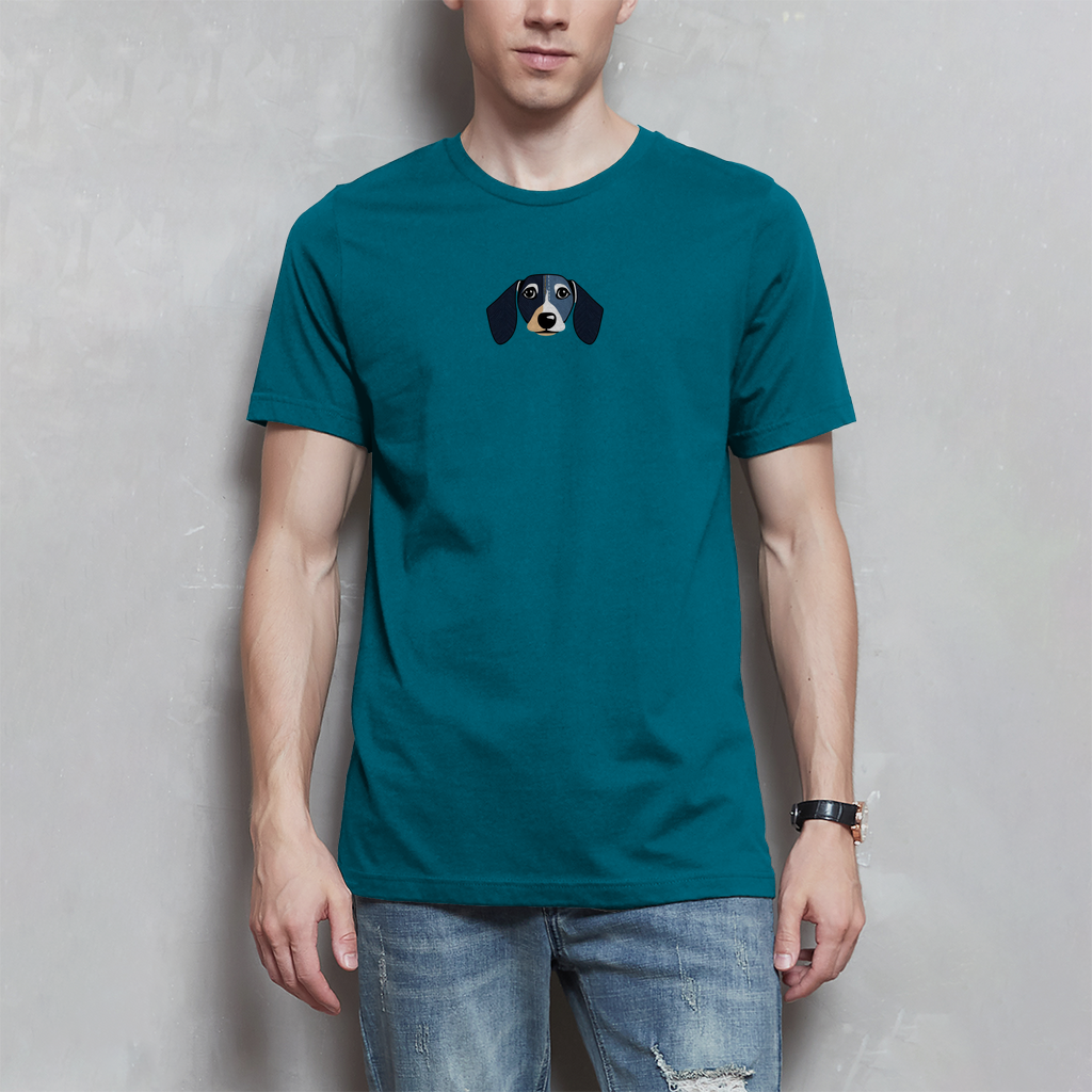 Men's T-shirt with dachshund denim motif