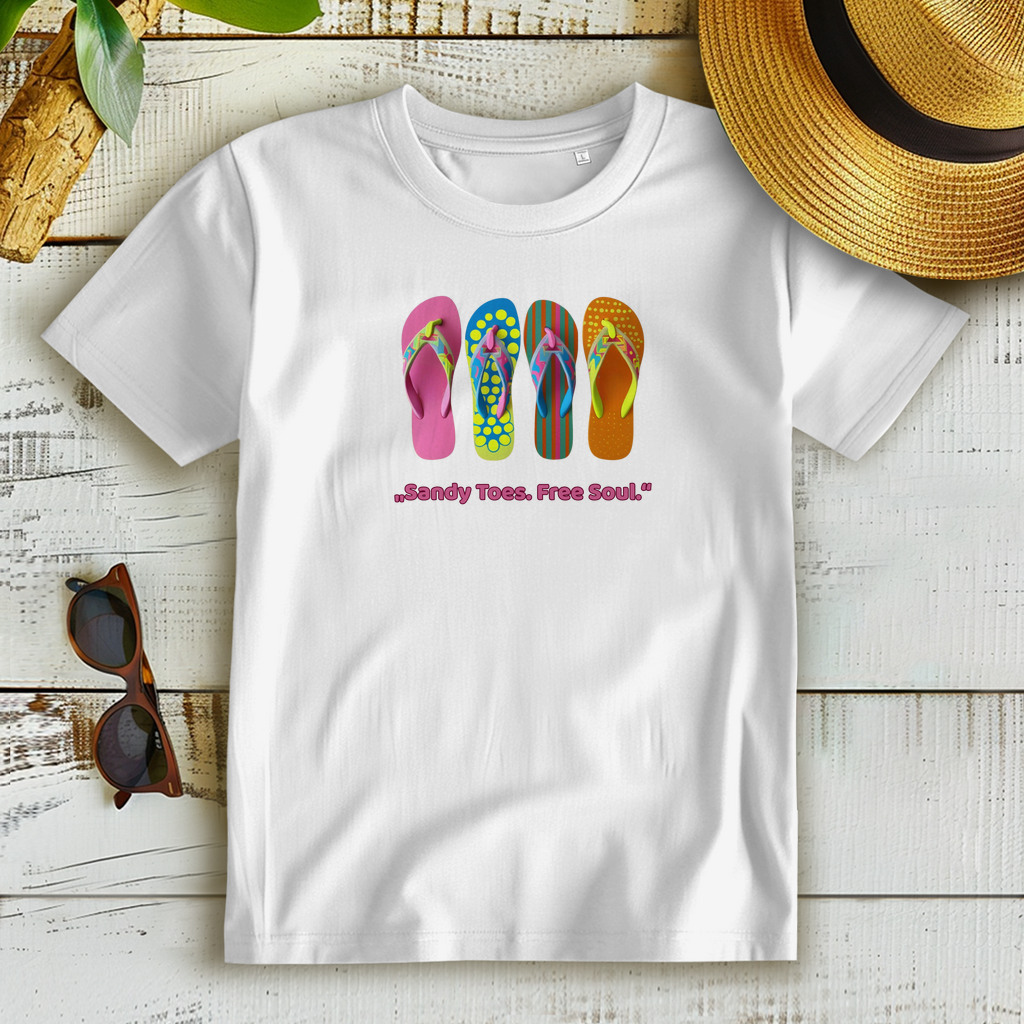 Damen Premium Bio T-Shirt mit Flip-Flop Print Motiv