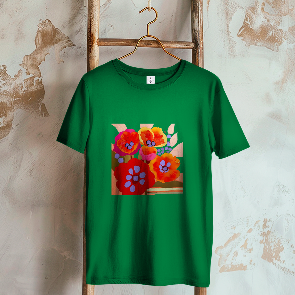 Camiseta de mujer con estampado de flores coloridas