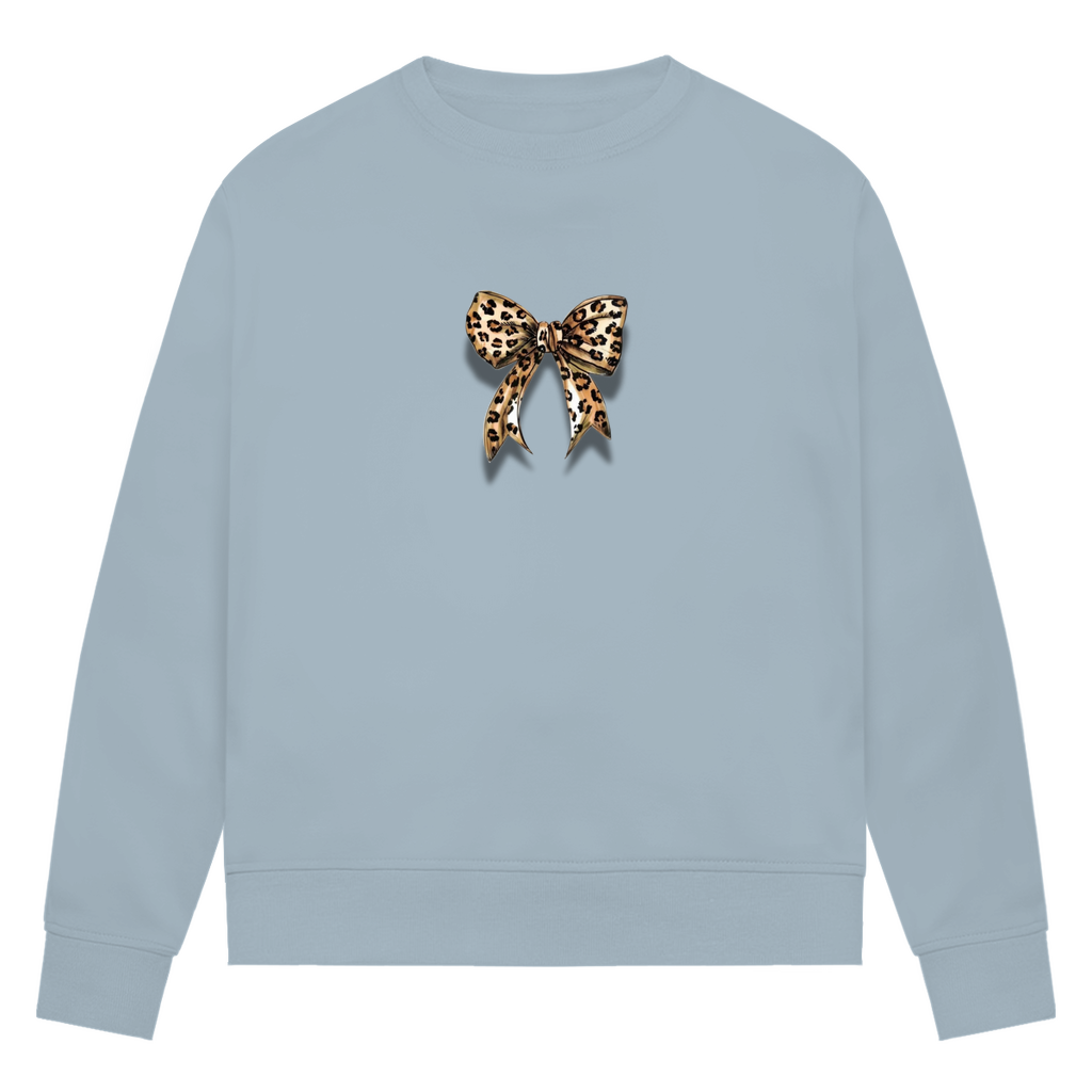 Damen Sweatshirt mit trendy Leopard Design Schleife