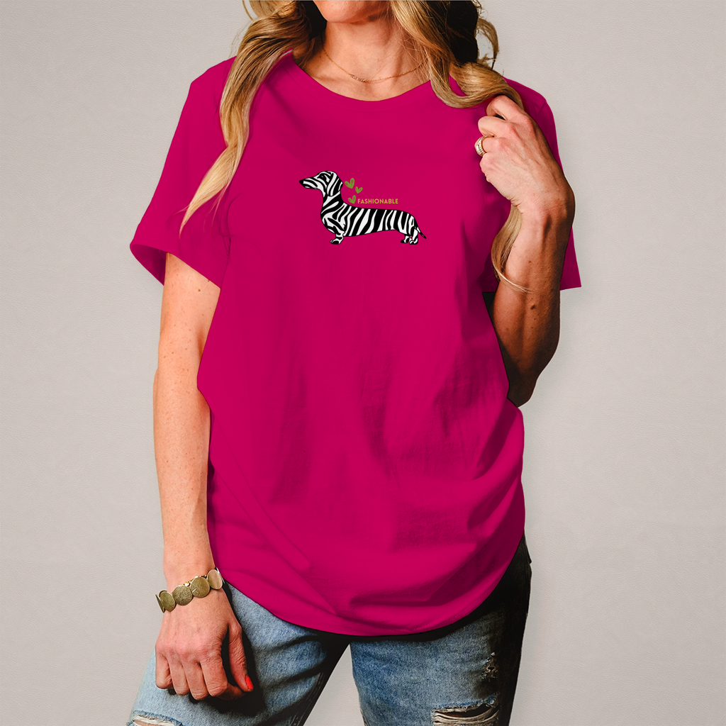 Damen T-Shirt Dackel Fashion Aufdruck