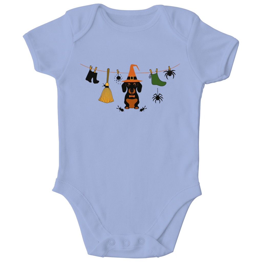 Baby Bio Body mit lustiger Dackel Halloween Wäscheleine