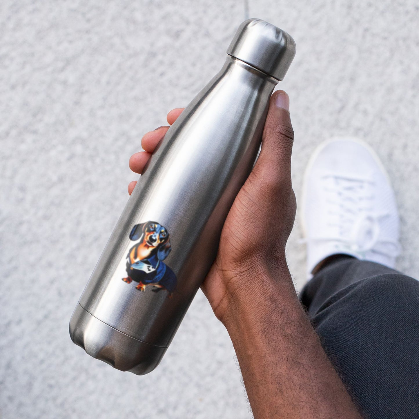 Stainless steel thermos flask with dachshund print