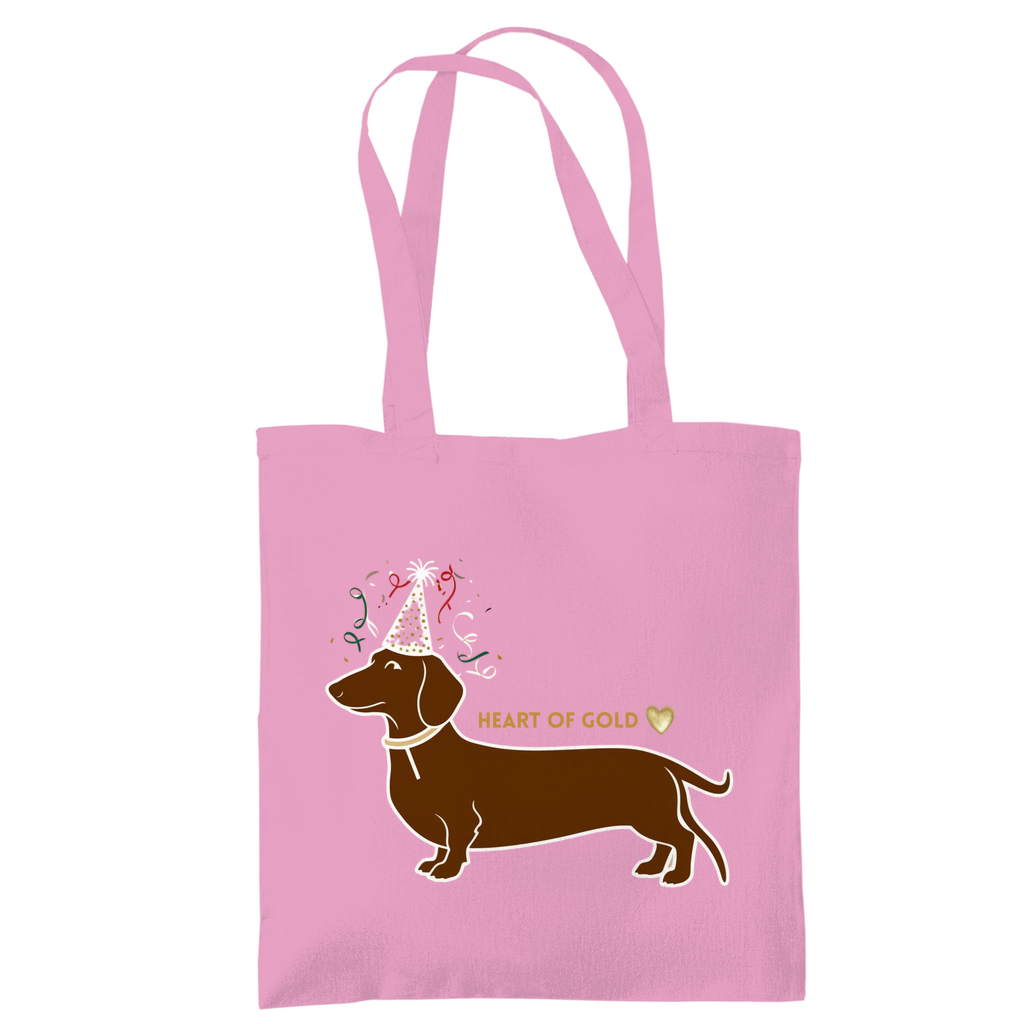 Tote Bag mit HEART OF GOLD DACKEL Print Motiv