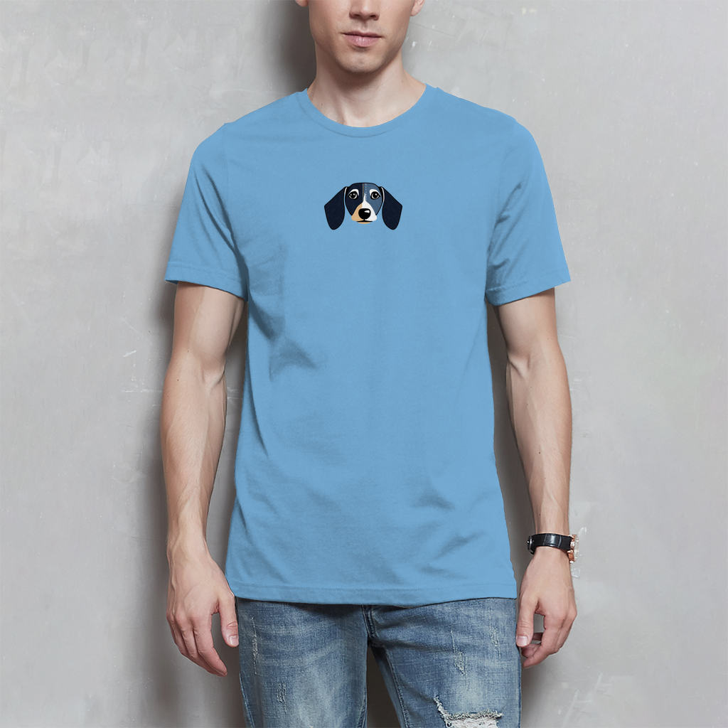 Men's T-shirt with dachshund denim motif