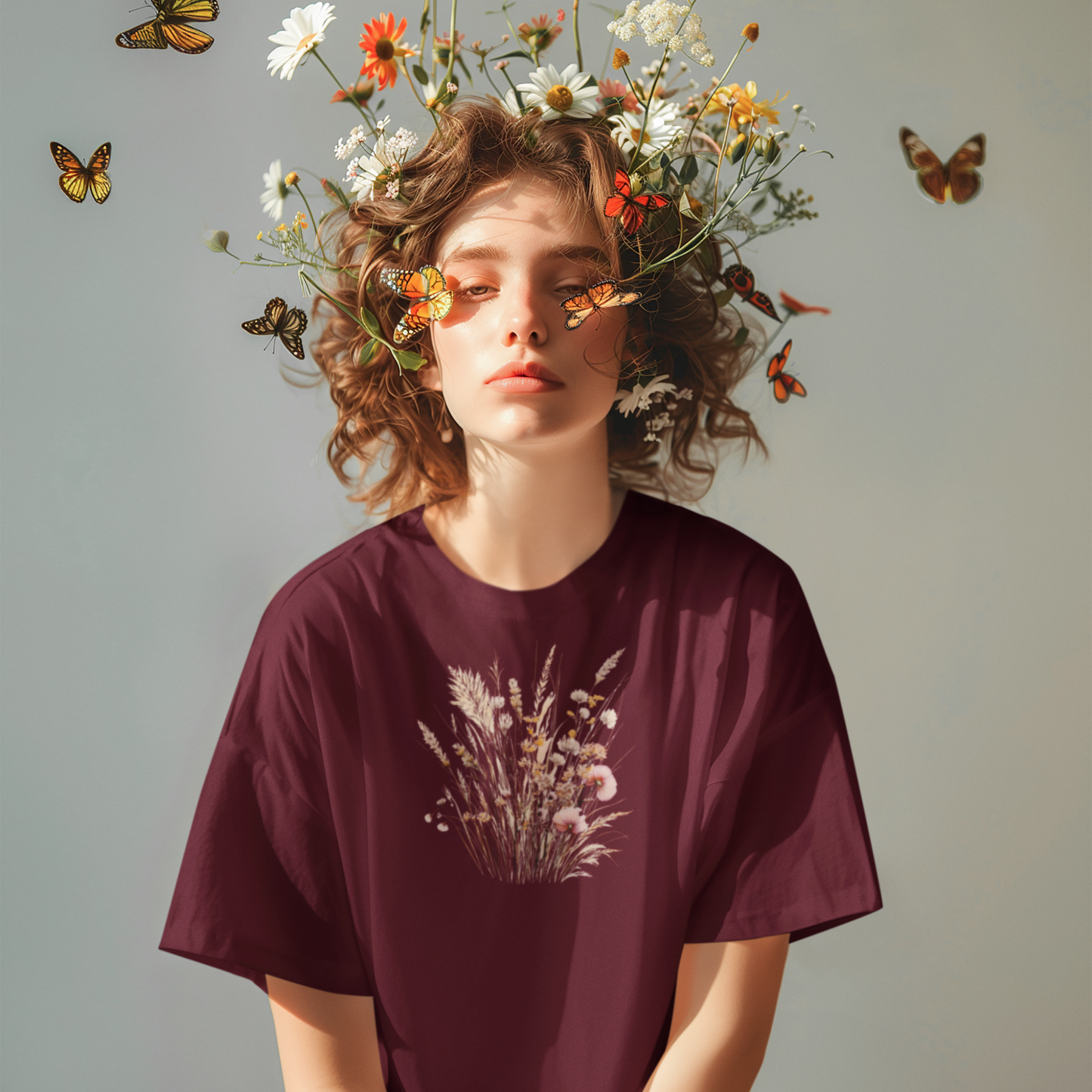 Women's T-shirt with wild flower meadow, close to nature & distinctive