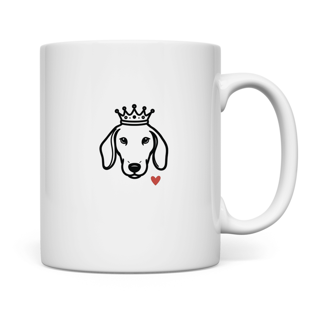 Keramik Becher-Tasse mit Dackel Print Motiv Krone