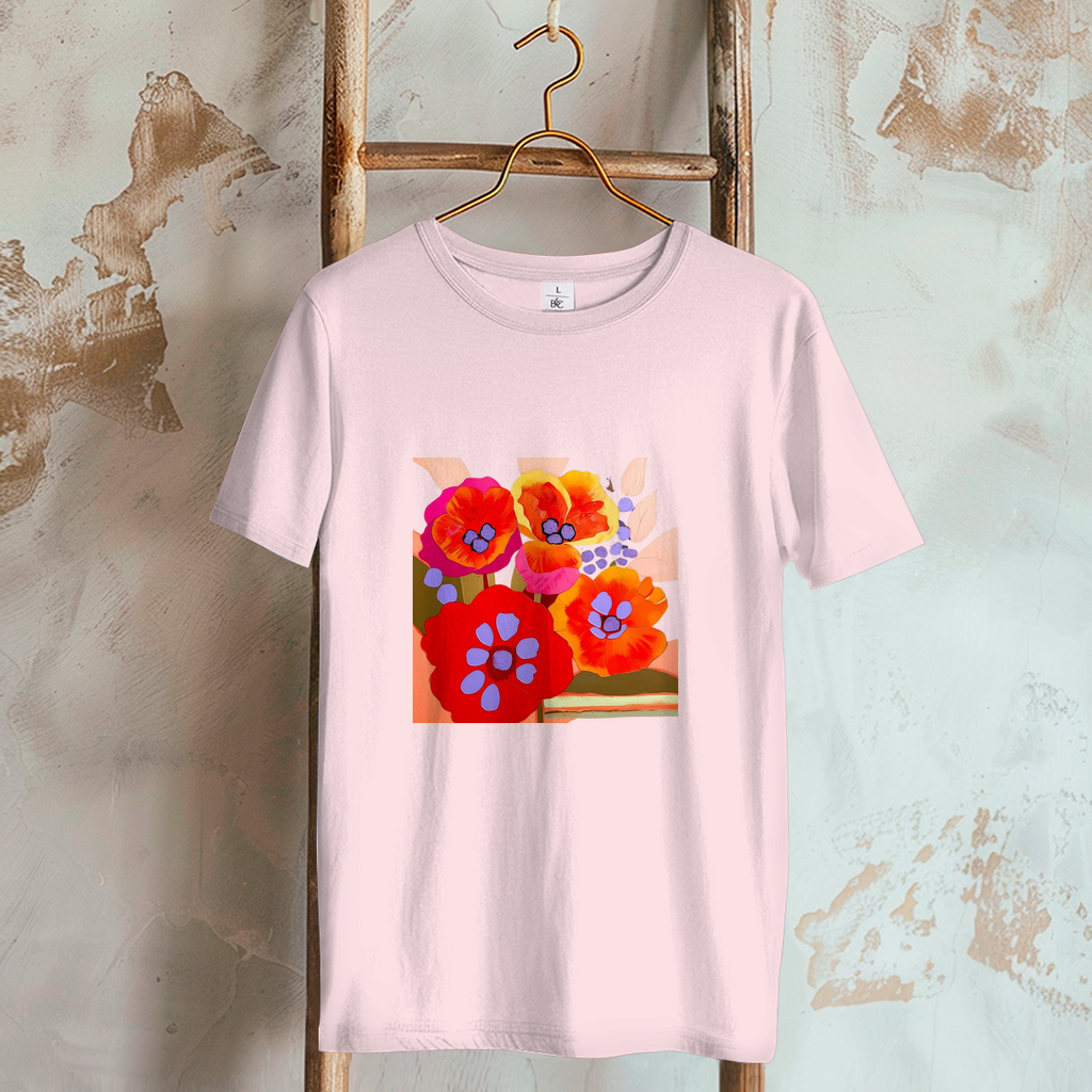 Camiseta de mujer con estampado de flores coloridas