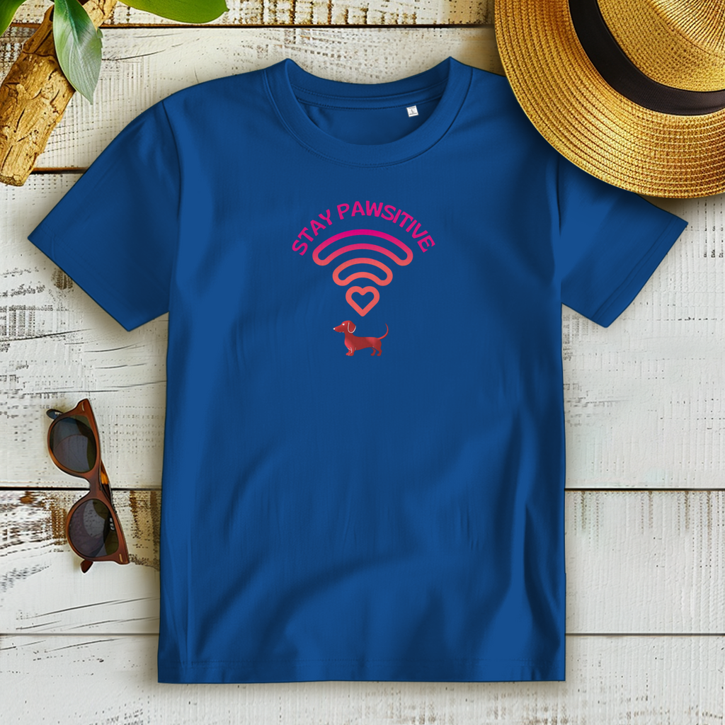 Dackel Bio T-Shirt mit lustigem Print - Stay Pawsitive mit Dackel Vibes