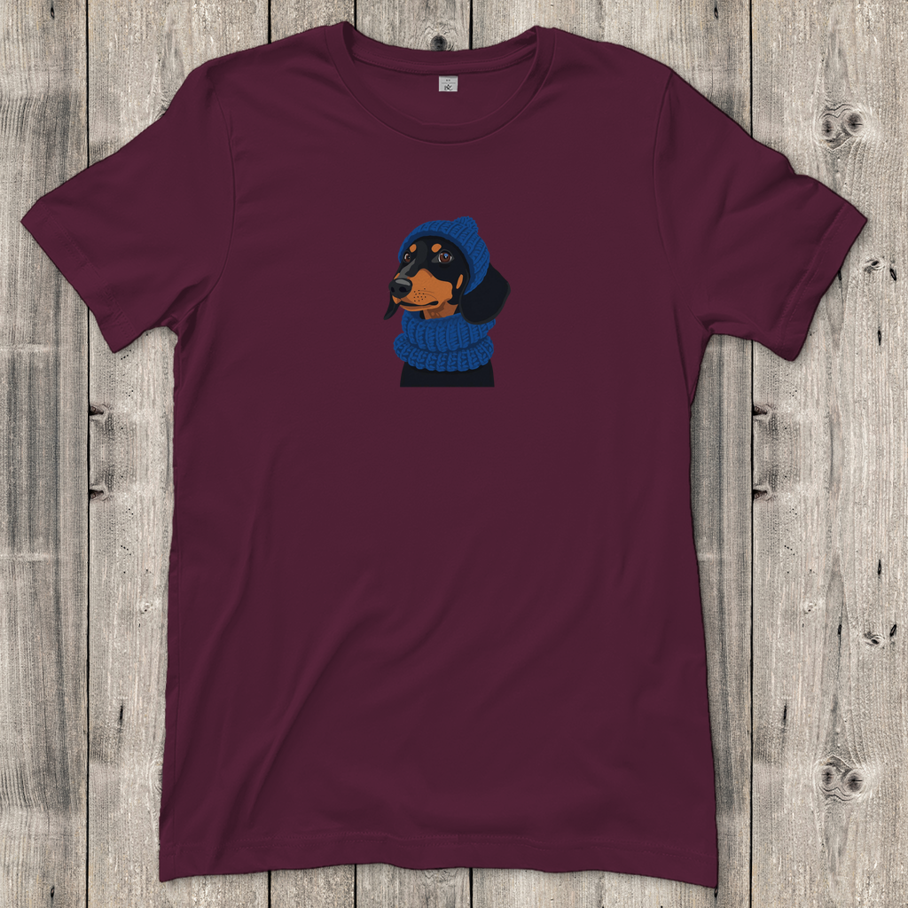 Süßes Damen T-Shirt mit Dackel-Motiv Beanie & Schal