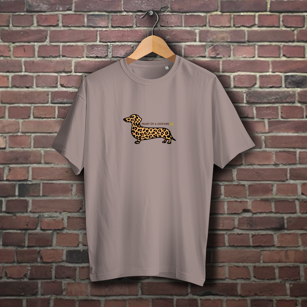 Oversize Dackel T-Shirt für Sie&Inn mit Zitat "HEART OF A LEOPARD"