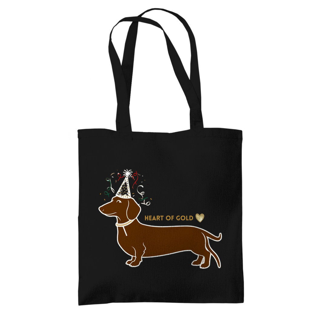 Tote Bag mit HEART OF GOLD DACKEL Print Motiv