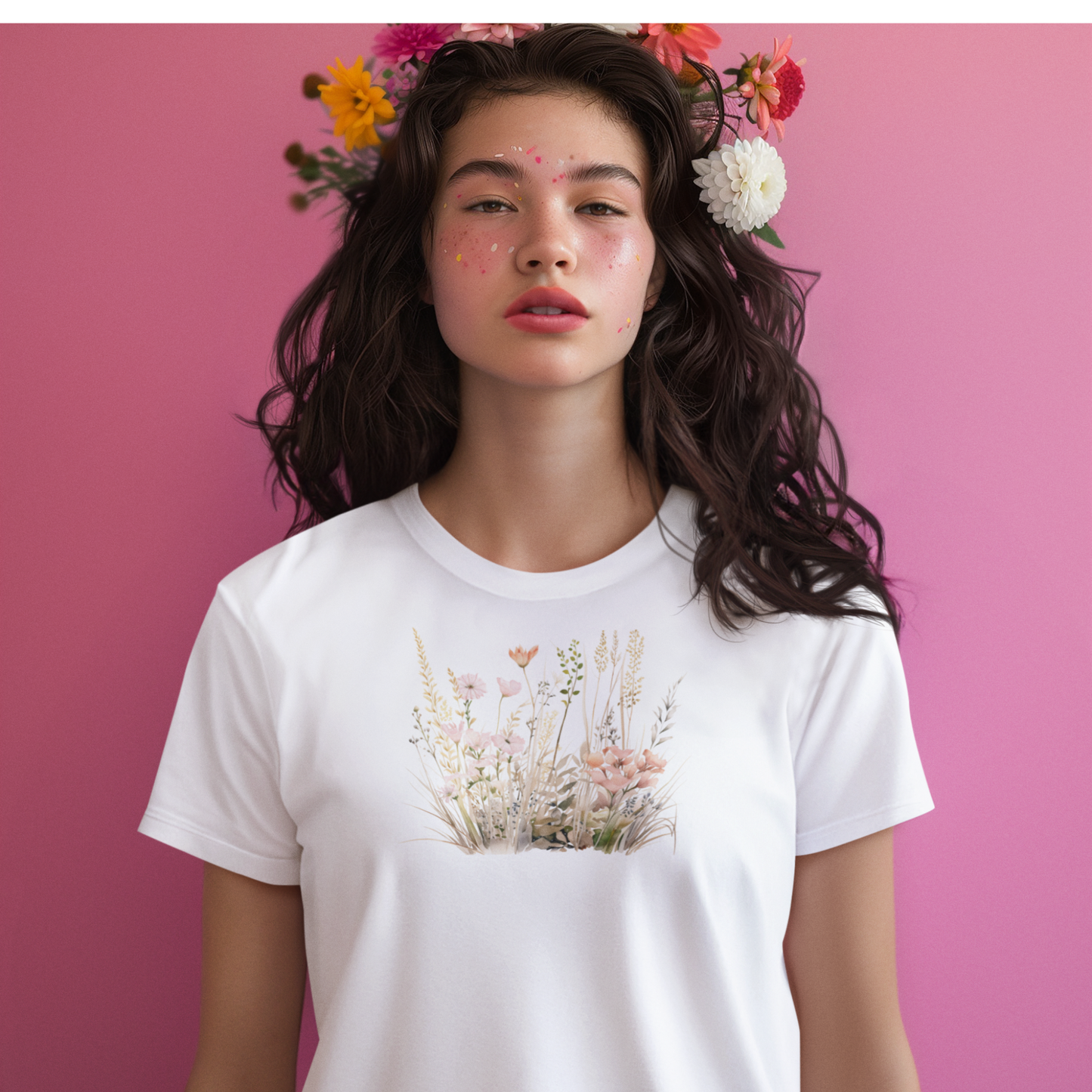 Women's T-Shirt Wildflower Print, distinctive & close to nature