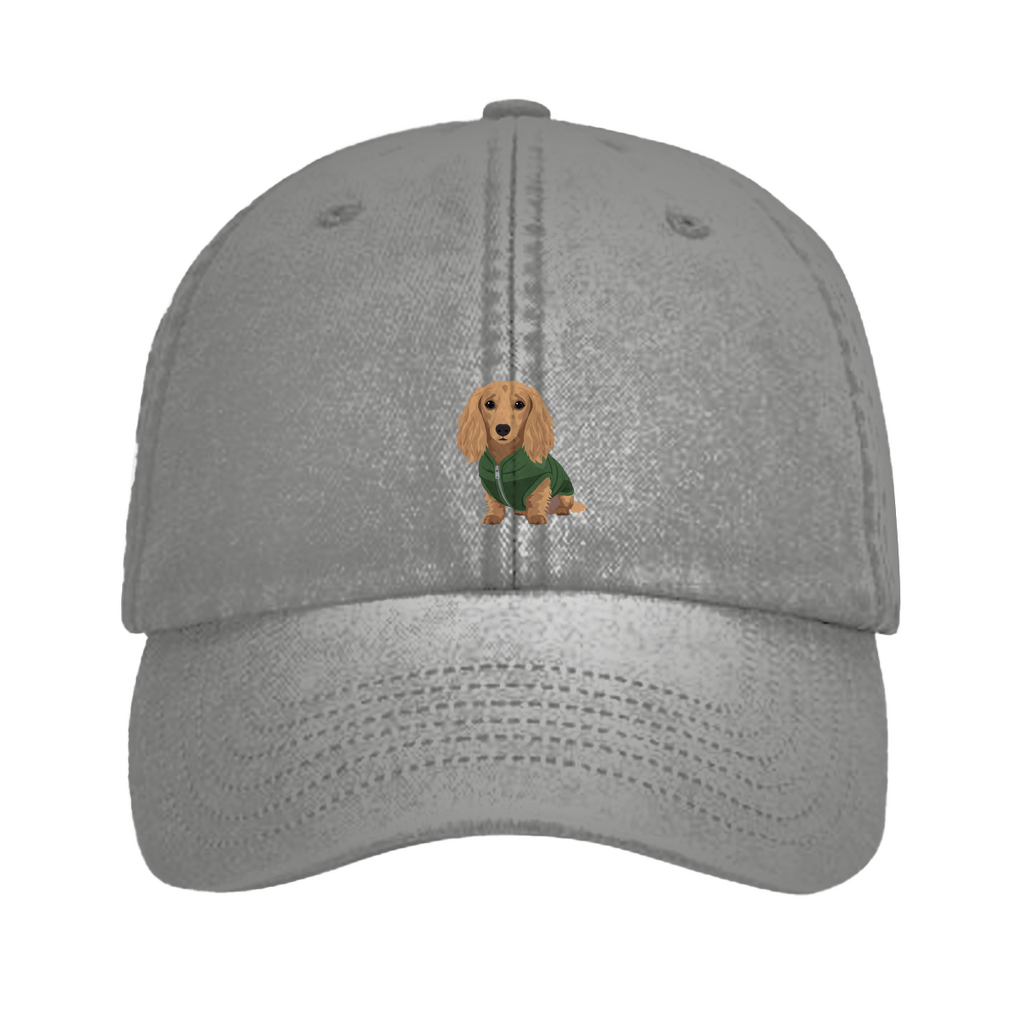 Vintage Cap mit Langhaar Dackel Print als Geschenk