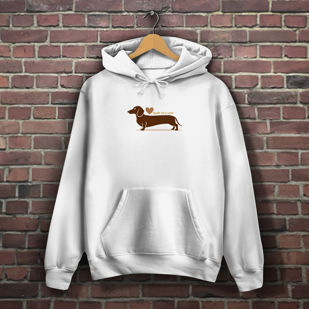 Hoodie weiss mit Dackel Print vorderseite