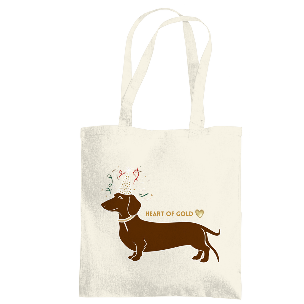 Tote Bag mit HEART OF GOLD DACKEL Print Motiv