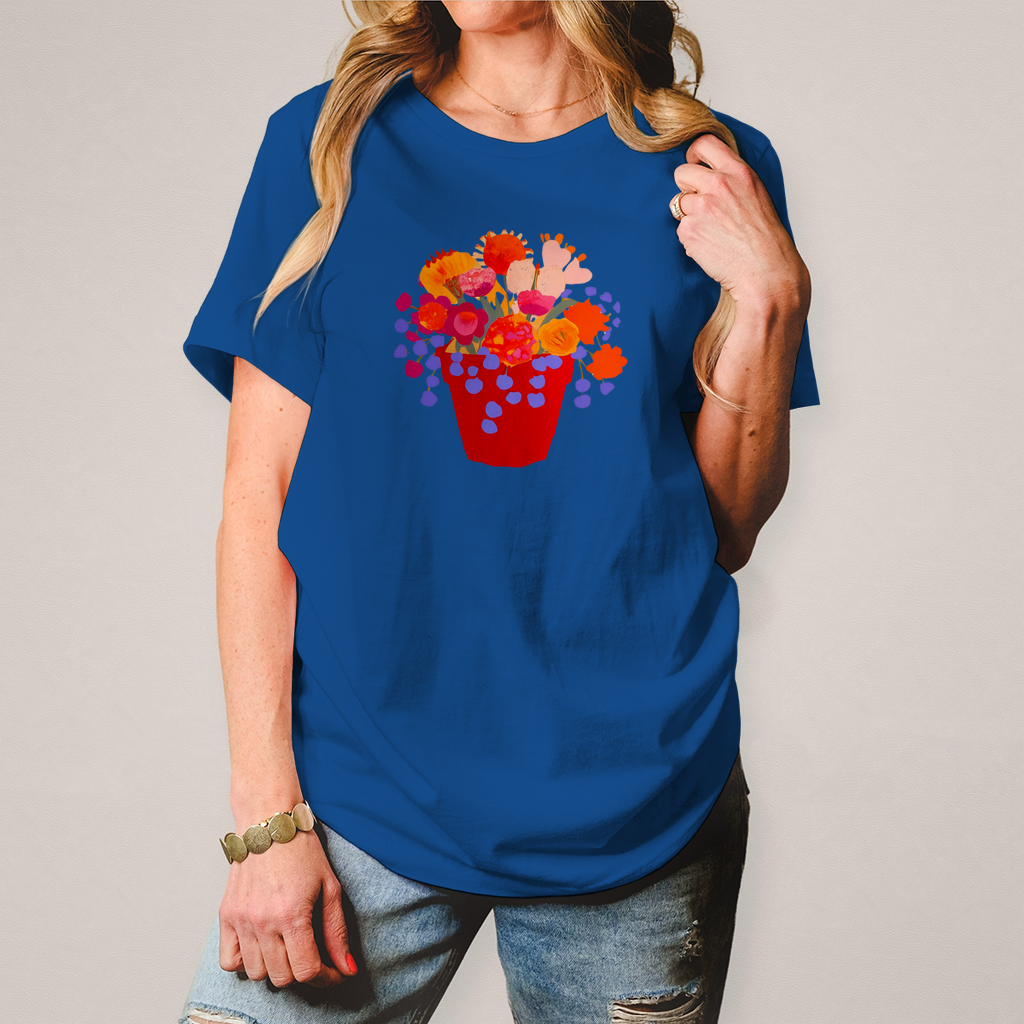 Camiseta de mujer con estampado de flores coloridas