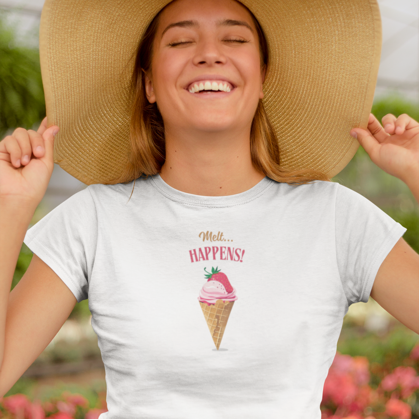 Damen Premium T-Shirt mit lustiger Eiswaffel Motiv "Melt Happens§
