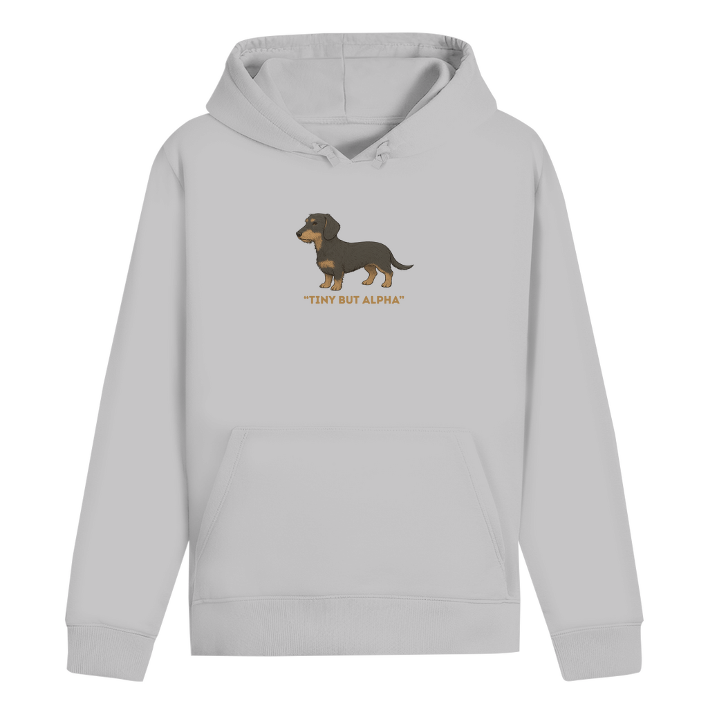 Hoodie für Männer mit Rauhaar Dackel Motiv und Spruch "Tiny But Alpha"