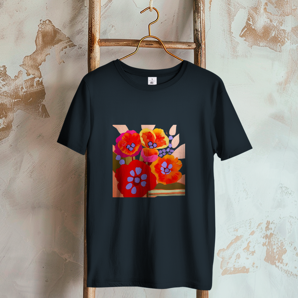 Camiseta de mujer con estampado de flores coloridas