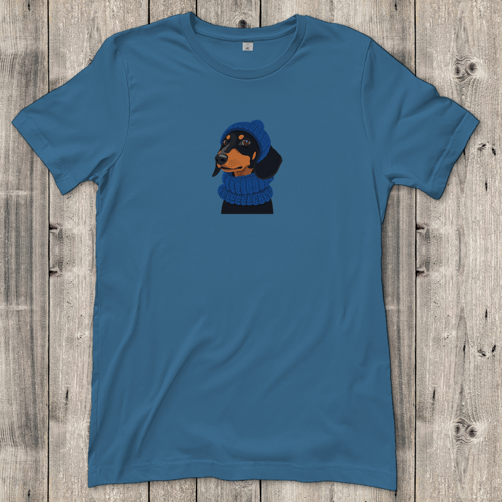 Süßes Damen T-Shirt mit Dackel-Motiv Beanie & Schal