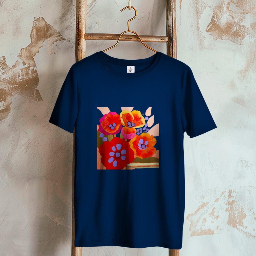 Camiseta de mujer con estampado de flores coloridas