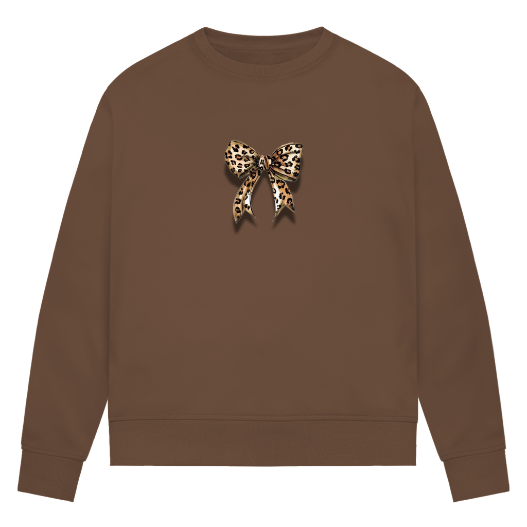 Damen Sweatshirt mit trendy Leopard Design Schleife