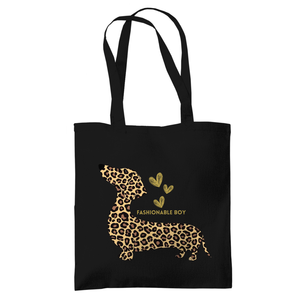 Tragetasche in schwarz mit Dackelprint