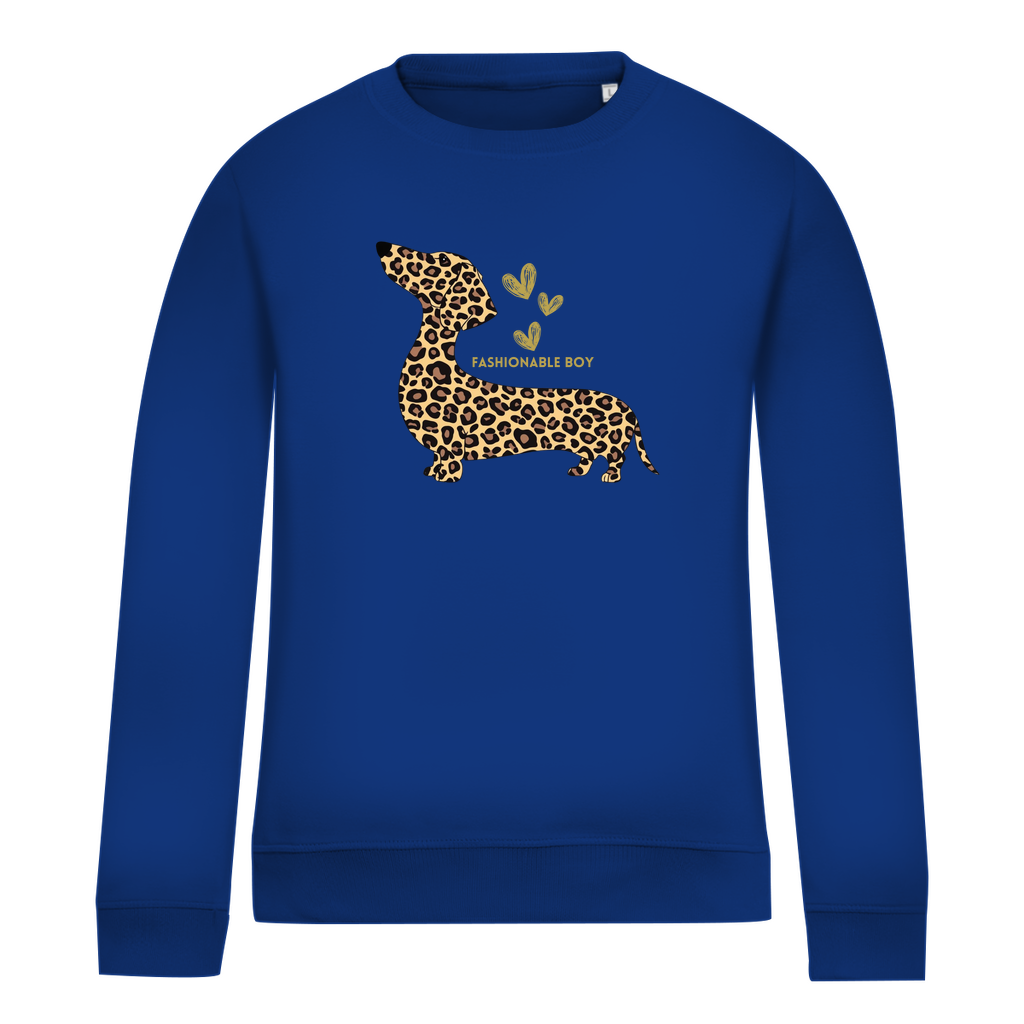 Damen Sweatshirt Vorderseite mit Dackel Print blau