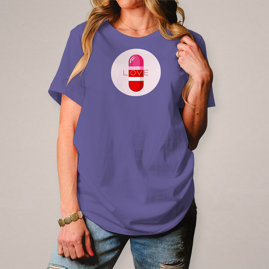 Damen T-Shirt Pop Art, Love lila