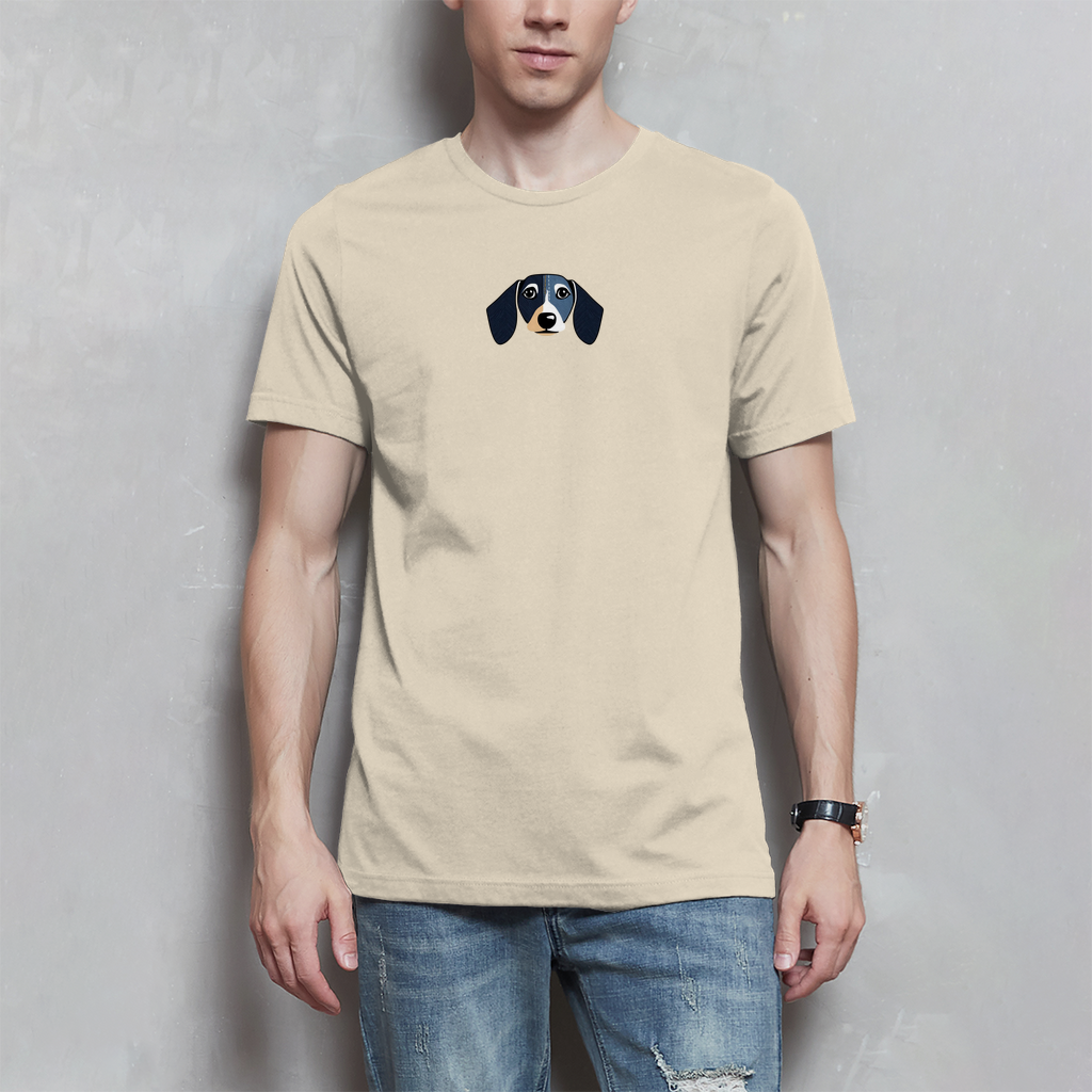 Men's T-shirt with dachshund denim motif