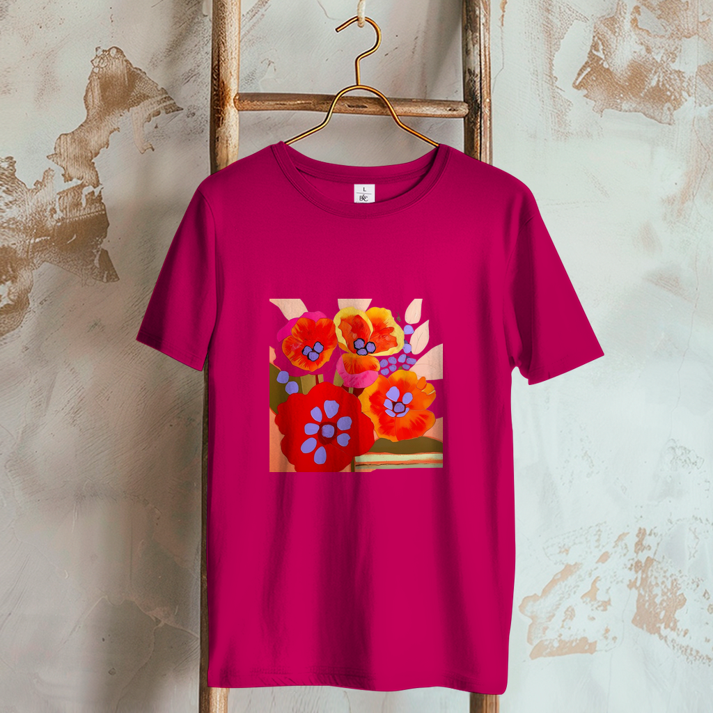 Camiseta de mujer con estampado de flores coloridas