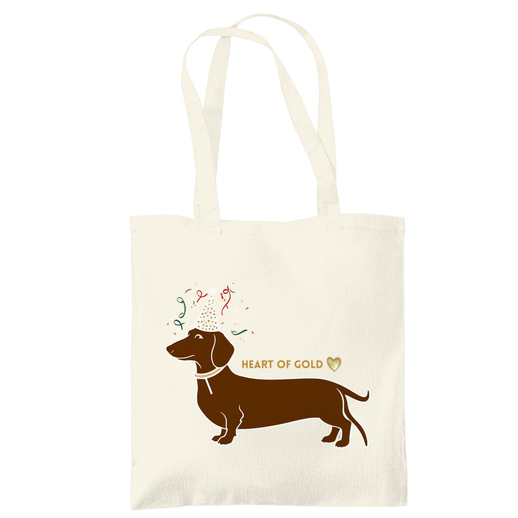 Tote Bag mit HEART OF GOLD DACKEL Print Motiv