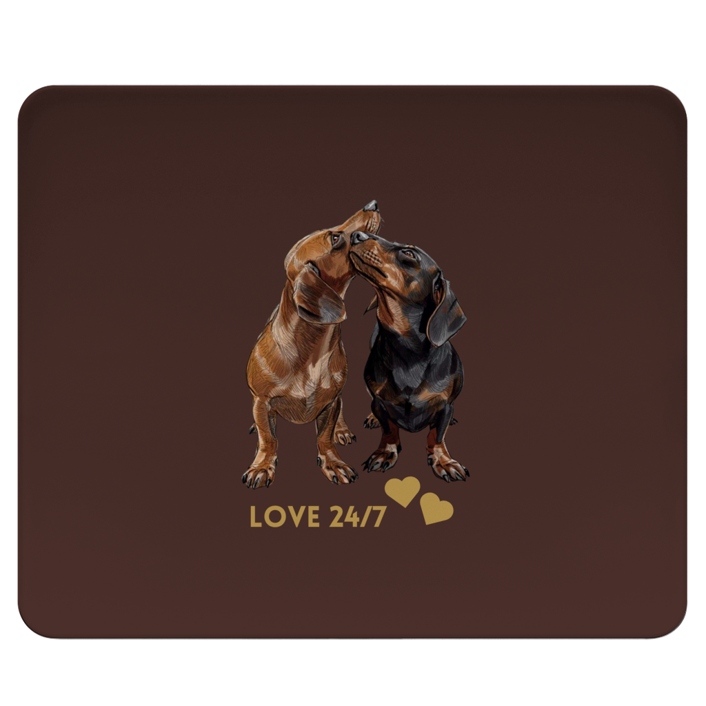Geschenk für Dackel Fans - Mousepad mit 24/7 Love Dackel Motiv