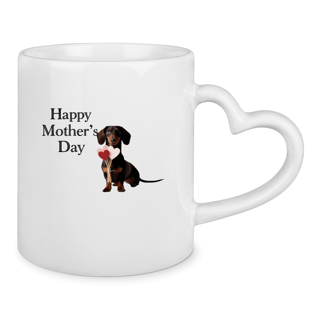 Tasse mit Herzhenkel Happy Mother's Day Dackel