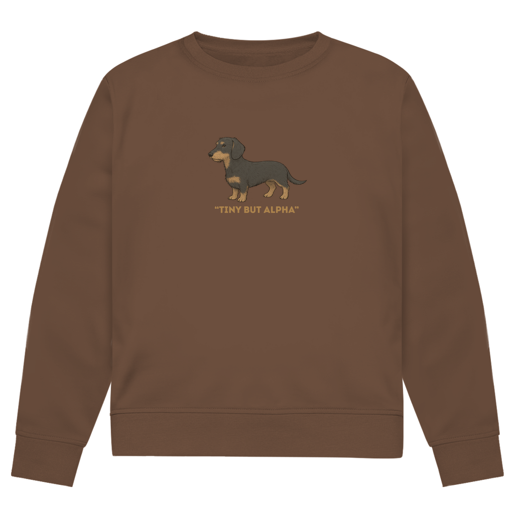 Herren Premium Bio Sweatshirt mit Rauhaar Dackel "Tiny But Alpha"